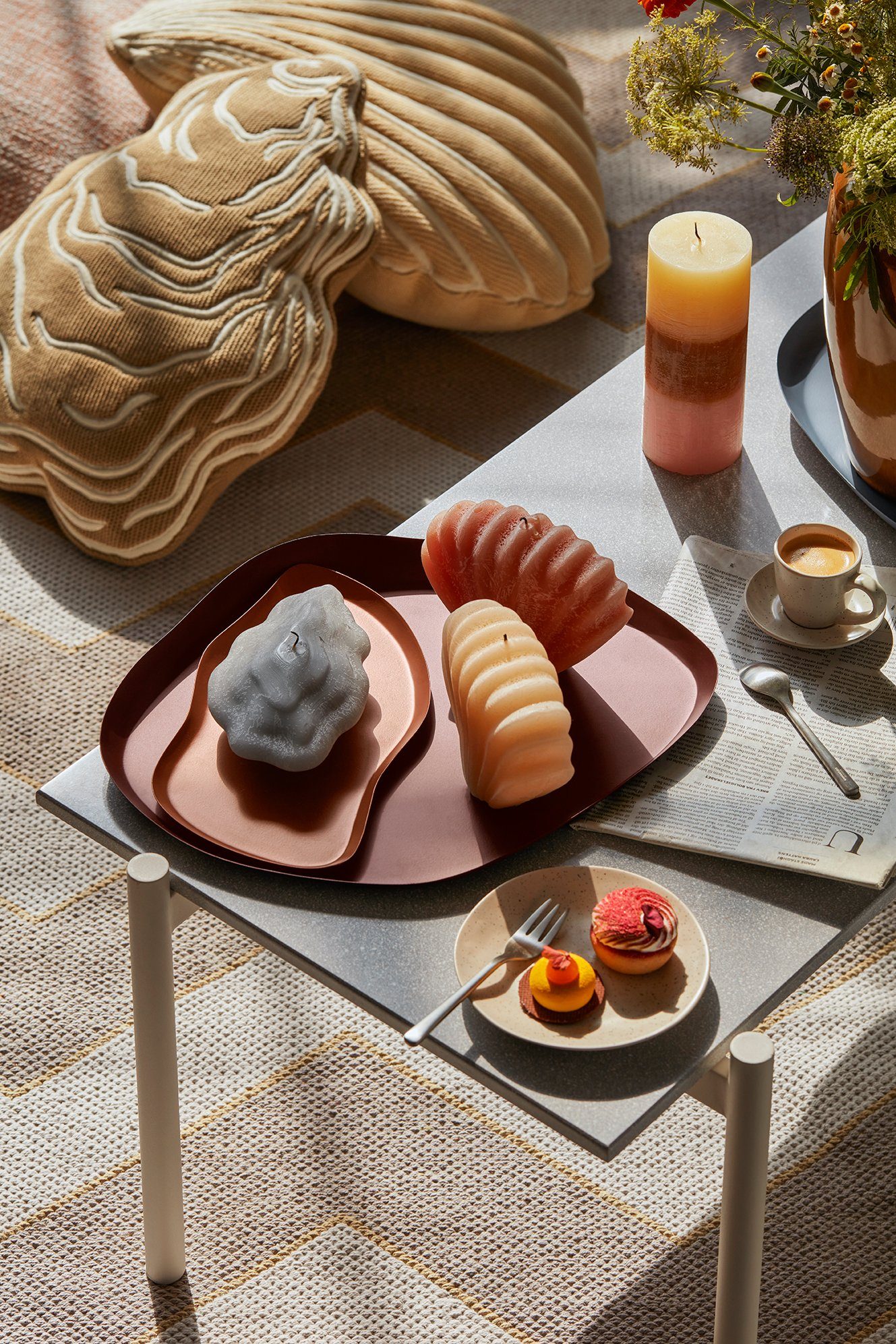 Broste Copenhagen Formkerze Broste Copenhagen Seashell Mussel Skulptur-Kerze Apricot Cream