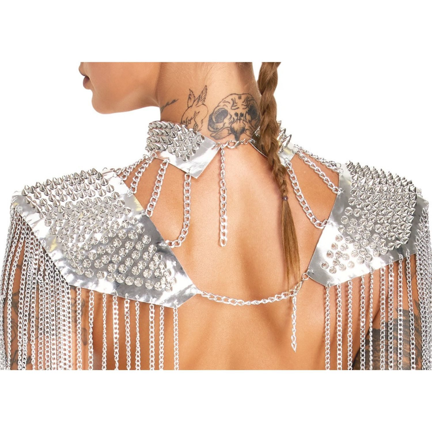 Bad Kitty Einsteckkragen Bad Kitty Kragen- Schulter Pad Harness mit Spikes silber
