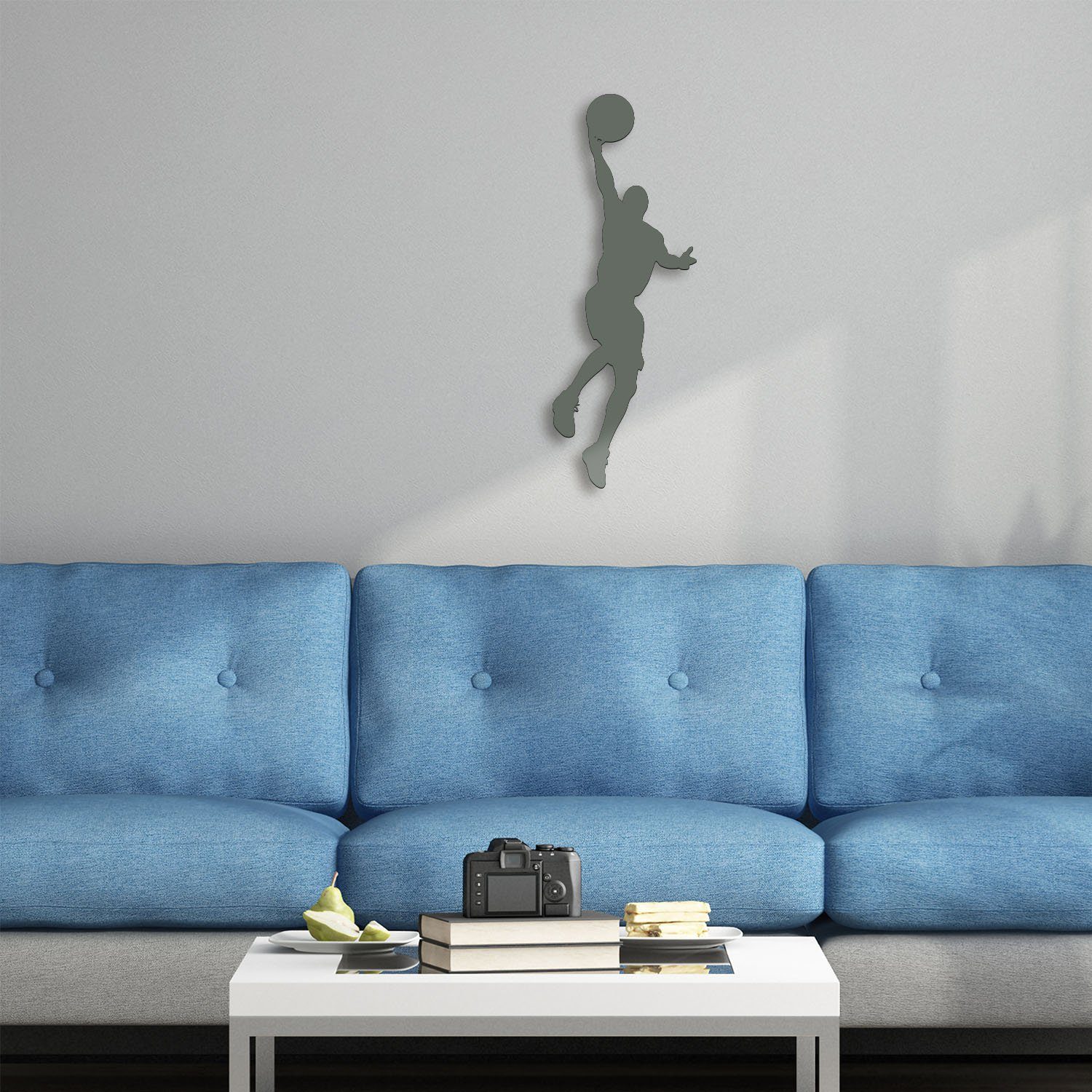 Namofactur LED Dekolicht Basketball Spieler - Dekoobjekt aus Holz mit Sport Motiv - Wand Lampe, Ohne Zugschalter, LED fest integriert, Warmweiß, Wanddekoobjekt Wohnzimmer Leuchte batteriebetrieben