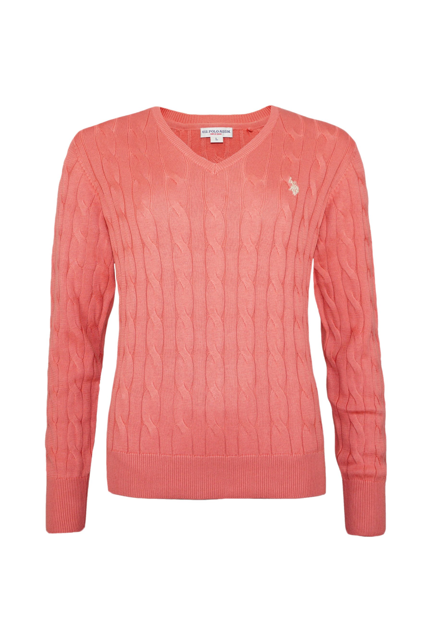 U.S. Polo Assn. Sweatshirt Shirt Pullover Cable V-Neck (1-tlg)