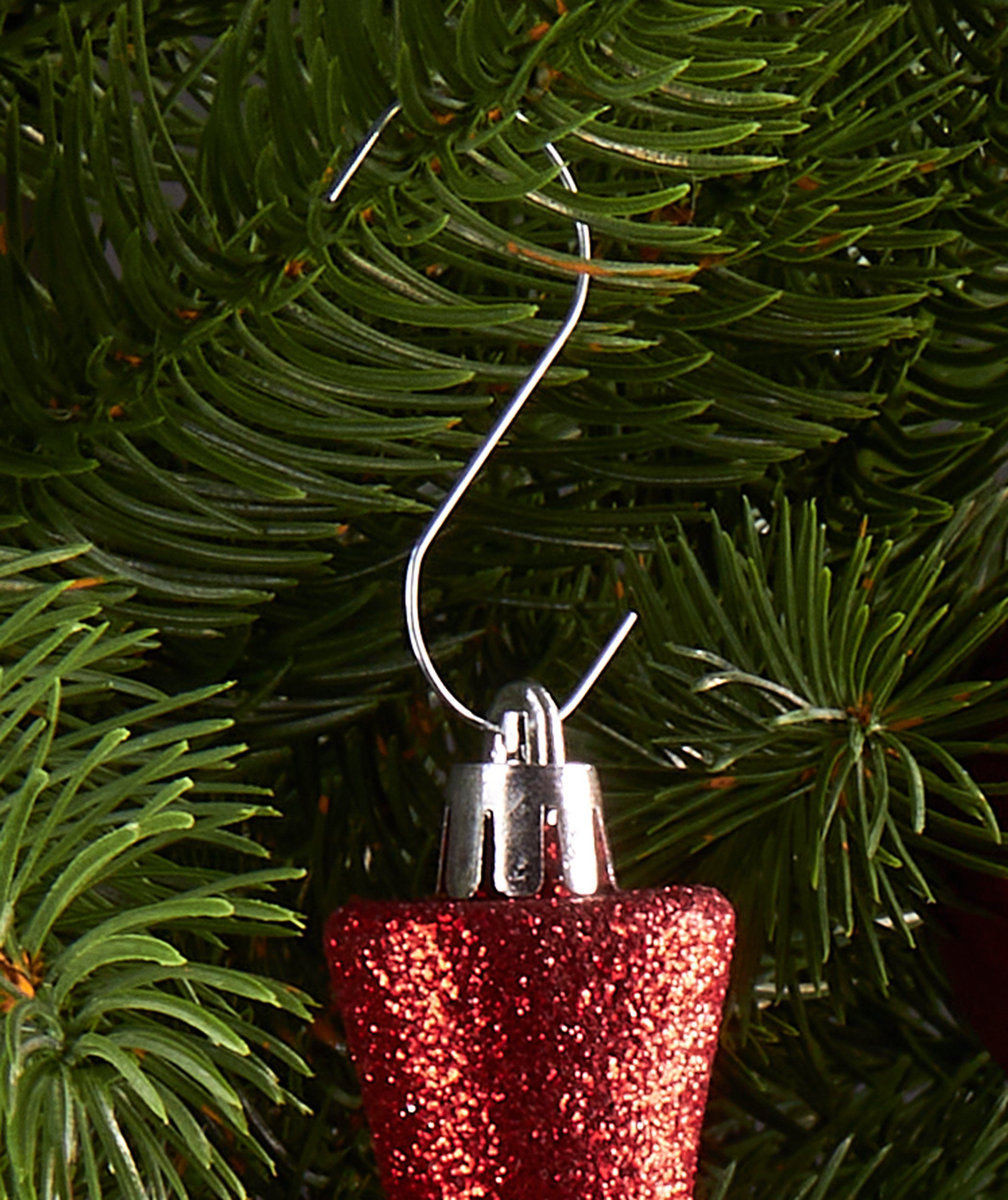 St), Kugelaufhänger BRUBAKER Weihnachtskugeln aus und Tannenbaumschmuck Dekohänger 50x (50 für Silber S-Haken Metall Baumkugelhaken