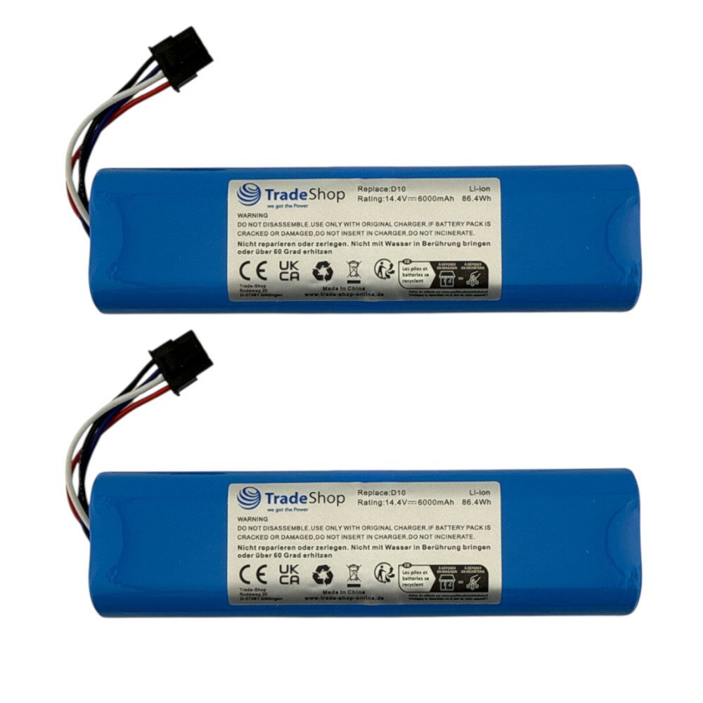Trade-Shop 2x Akku passend für Xiaomi Xiaowa E4 E5 E20 E25 E35 E201 Akku Li-Ion 6000 mAh (14.4 V)
