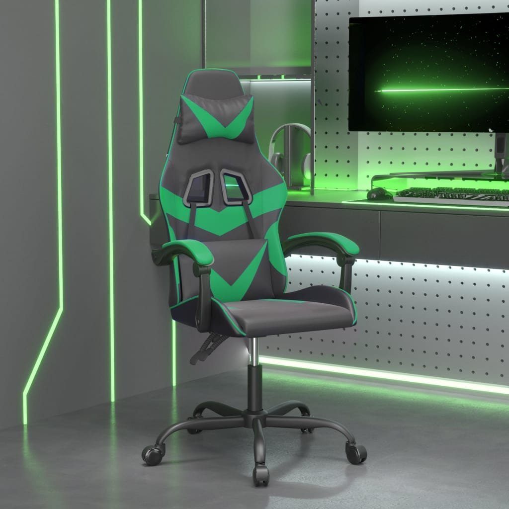 vidaXL Gaming-Stuhl Gaming-Stuhl Drehbar Schwarz und Grün Kunstleder (1 St) Schwarz und grün | Schwarz und grün