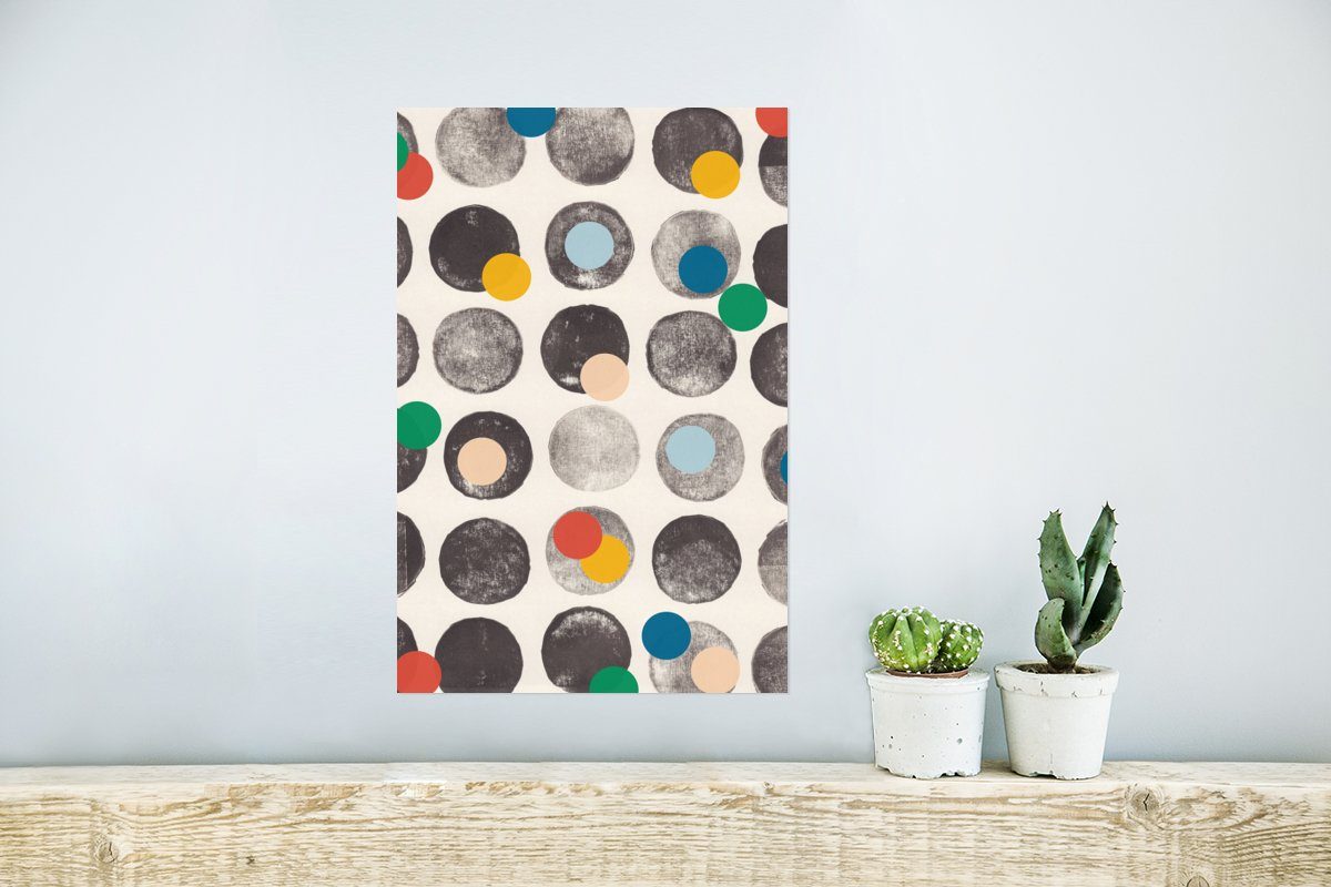 Pastell, Kreise St), - - Wandbild, für Ohne Poster, (1 Wohnzimmer, Farben - Rahmen Abstrakt MuchoWow Poster Wandposter