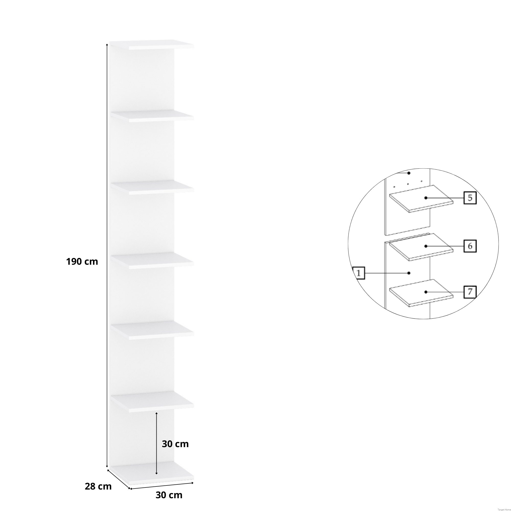 TARGET HOME Wandregal Regal 190 cm Stilvolles Aufbewahrungsregal für Flur und Büro