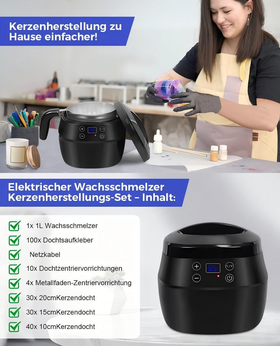 QUBEBU Duftkerze 1L Elektrischer Wachswärmer Kerzenherstellung Kit DIY Cand günstig online kaufen