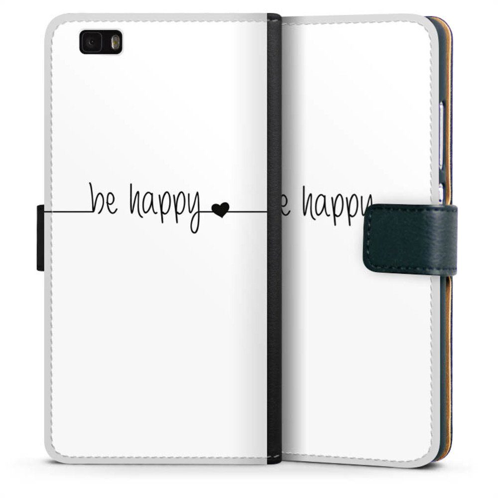 DeinDesign Handyhülle Statement Sprüche Glück Be Happy weisser