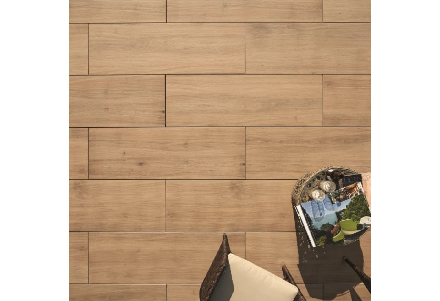Thumbnail - HORI Terrassenplatte HORI Terrassenplatten Feinsteinzeug Holzoptik, Boden für Outdoor, Feinsteinzeug 120x40, Noce, Feins...
