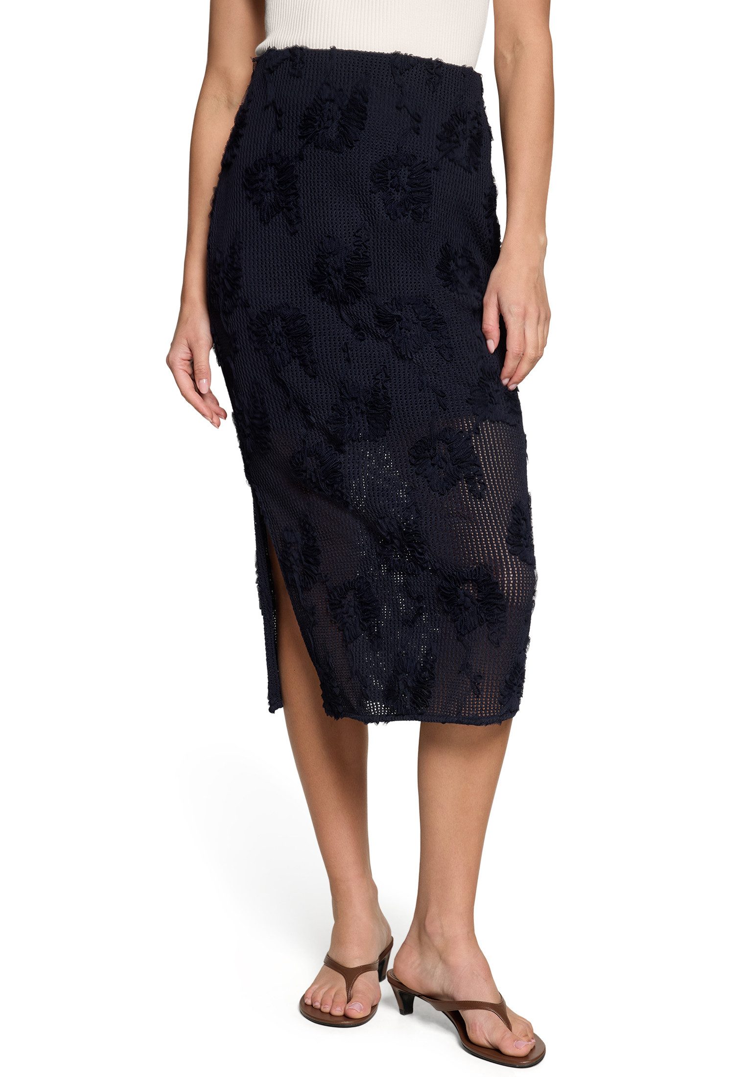 Zero Midirock Damen mit elastischem Bund Material