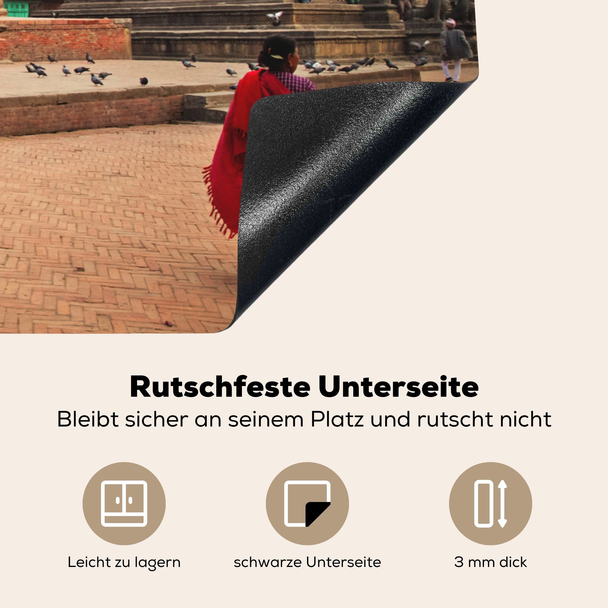 Durbar-Platz, Ceranfeldabdeckung die tlg), Induktionskochfeld Schutz Herdblende-/Abdeckplatte für cm, Vinyl, Kathmandu 81x52 (1 küche, MuchoWow