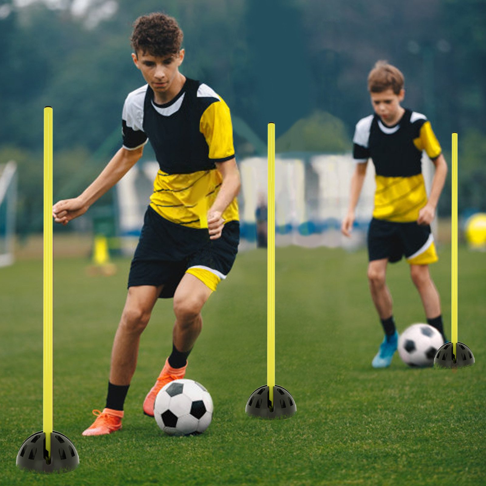 FIVMEN Trainingshilfe Agility Hürdenset Slalomstangen-Set Sprungstangen Höhenverstellbar, für Hürdenparcours Sprungtraining, Trainingsstangen für Konditionelles