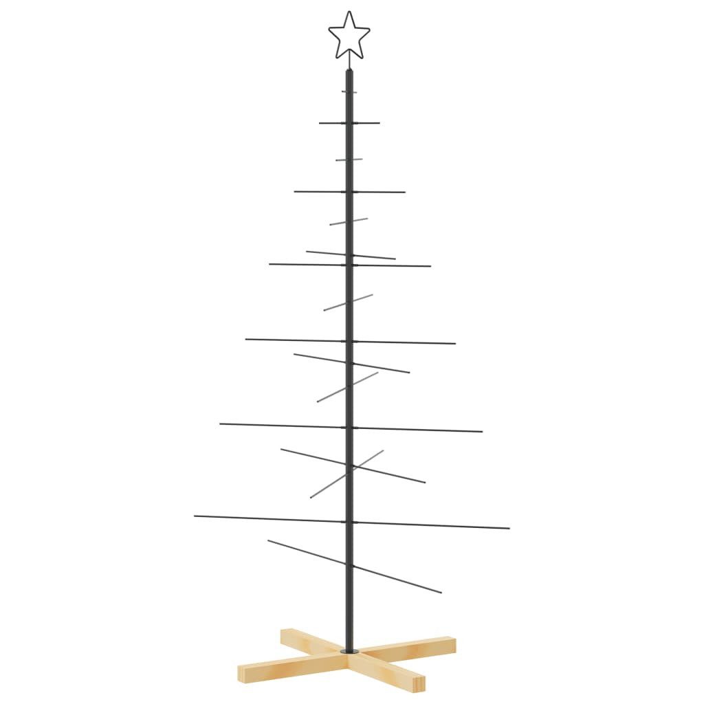 vidaXL Künstlicher Weihnachtsbaum Weihnachtsbaum Metall mit Holzständer Schwarz 150 cm