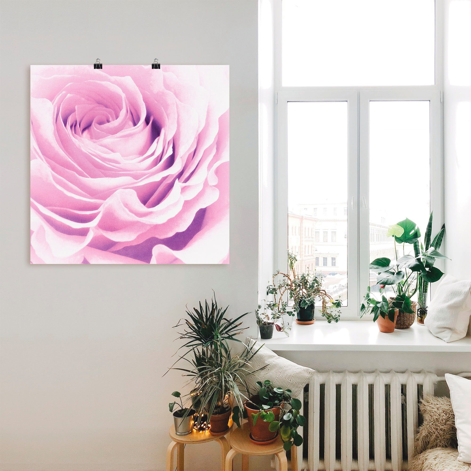 in Blumen St), Leinwandbild, als Wandaufkleber versch. (1 Rose, Poster Wandbild Artland Pastell oder Größen