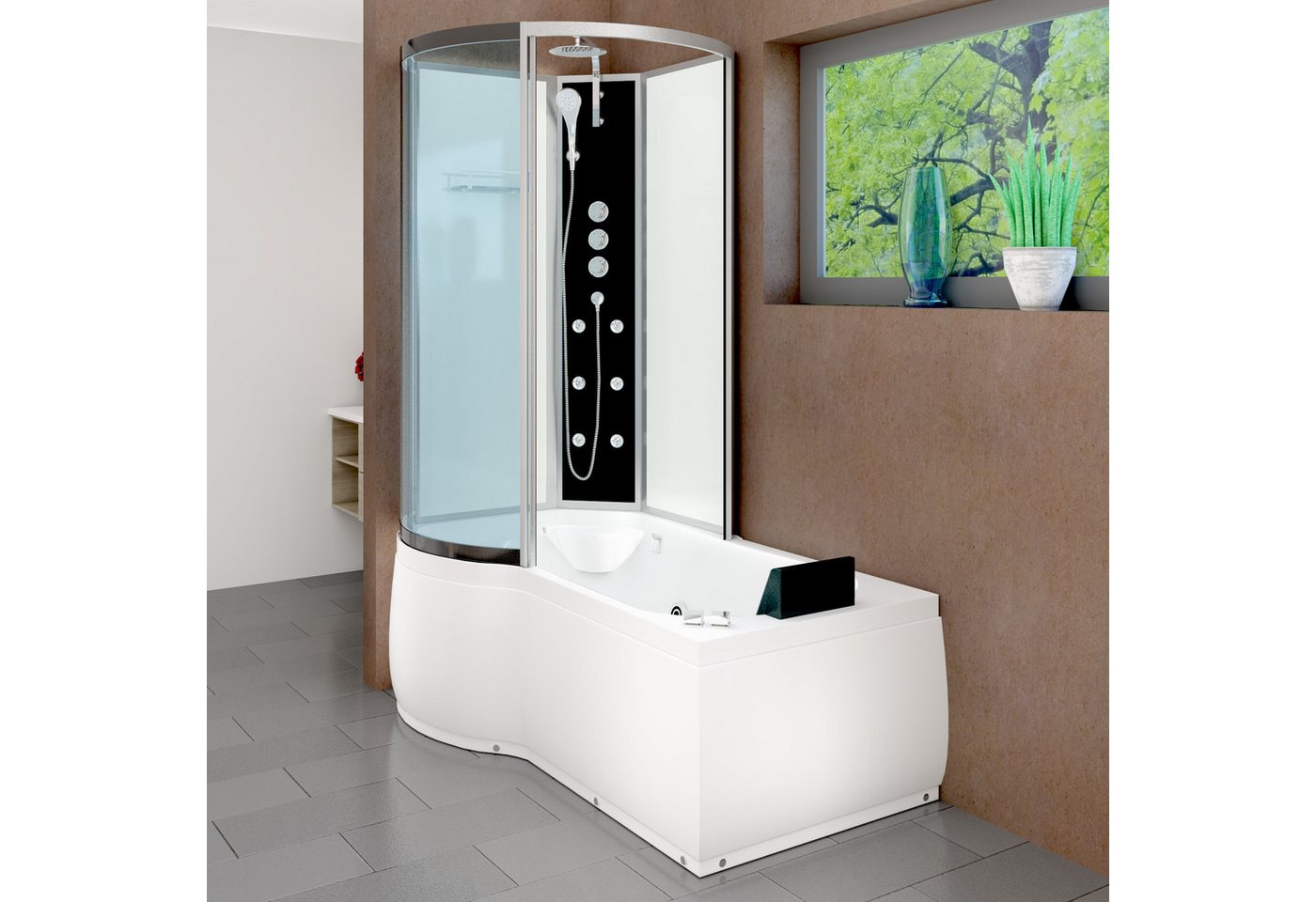 Thumbnail - AcquaVapore Grossraumdusche Whirlpool Wanne Duschkabine ws K50-R02-WP-ALL 100x, Sicherheitsglas ESG, inklusive Duschwann...
