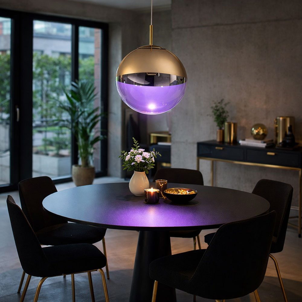 GLOBO LIGHTING LED-Hängeleuchte, Leuchtmittel inklusive, Warmweiß, Farbwechsel, Pendelleuchte dimmbar Glas Kugel Hängelampe RGB LED