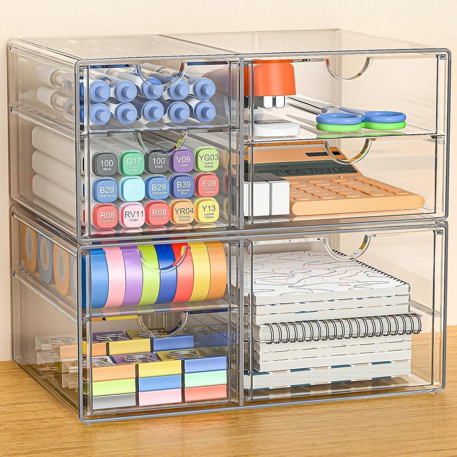 LuxusKollektion Organizer Acryl Schreibtisch Organizer mit 7 Schubladen: 2er Set transparente