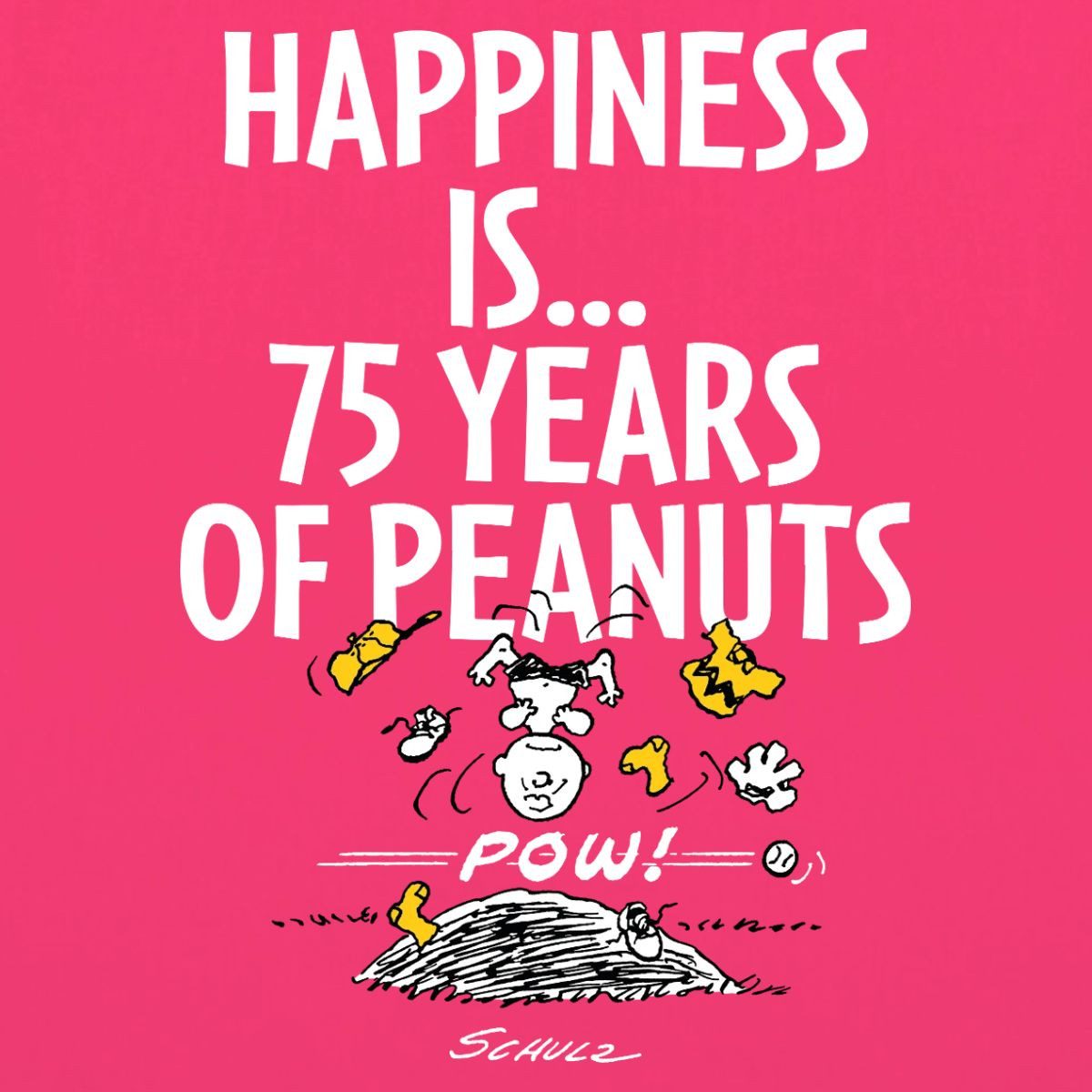 Spreadshirt Henkeltasche Peanuts Happiness Is… 75 Jahre Peanuts Jubiläum Stoffbeutel (1-tlg)