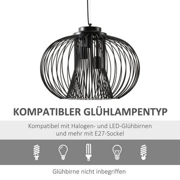 HOMCOM Pendelleuchte Pendelleuchte, Pendelleuchte Hängelampe E27 einstellbare Länge Industrie Stil Schwarz