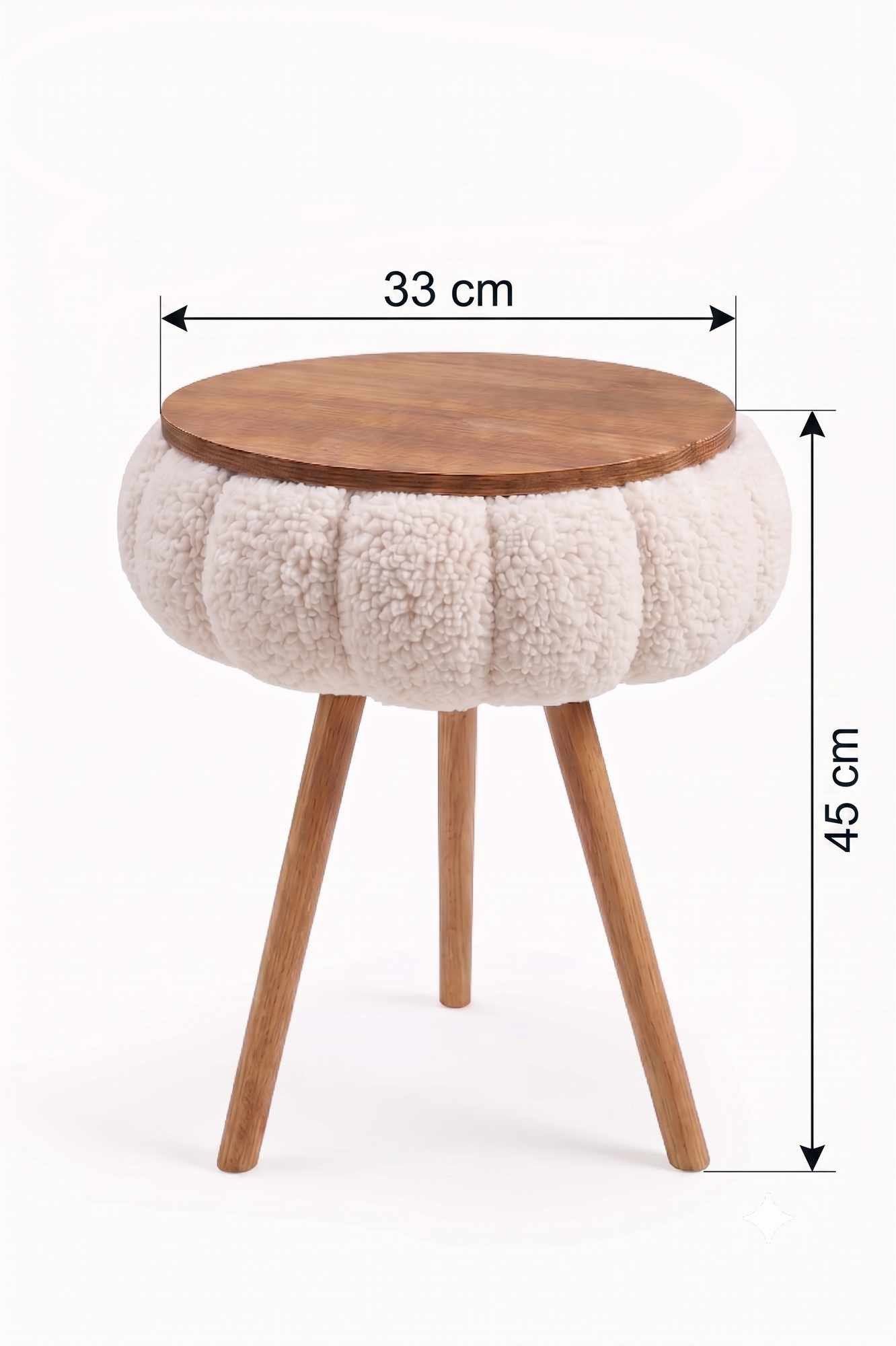 Skye Decor Beistelltisch Snug Japandi (1-St), Teddy-Optik mit Buchenholzbeinen – Bild 2 von 3