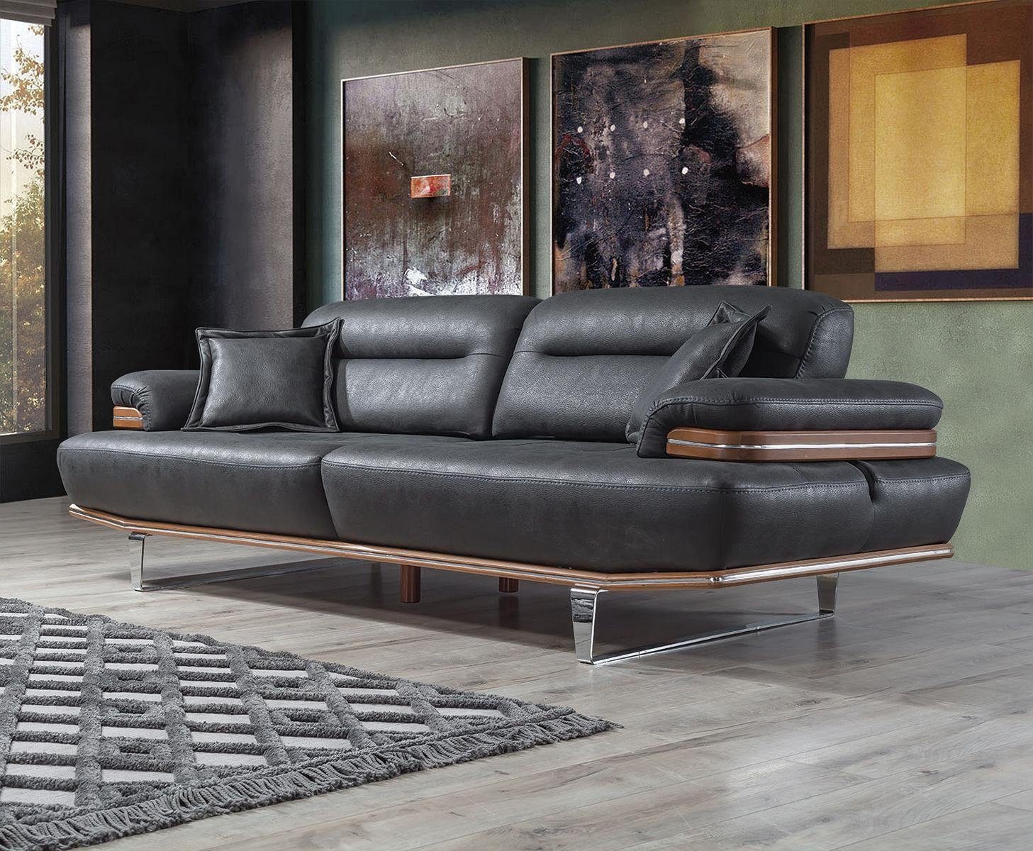 Wohnzimmer-Set Design Sofa Sofagarnitur 2x 3 331 JVmoebel in Couchen, (3-St., Garnitur Europa Sofa Leder Made Sitzer/Sessel), Sitzer Set Couch