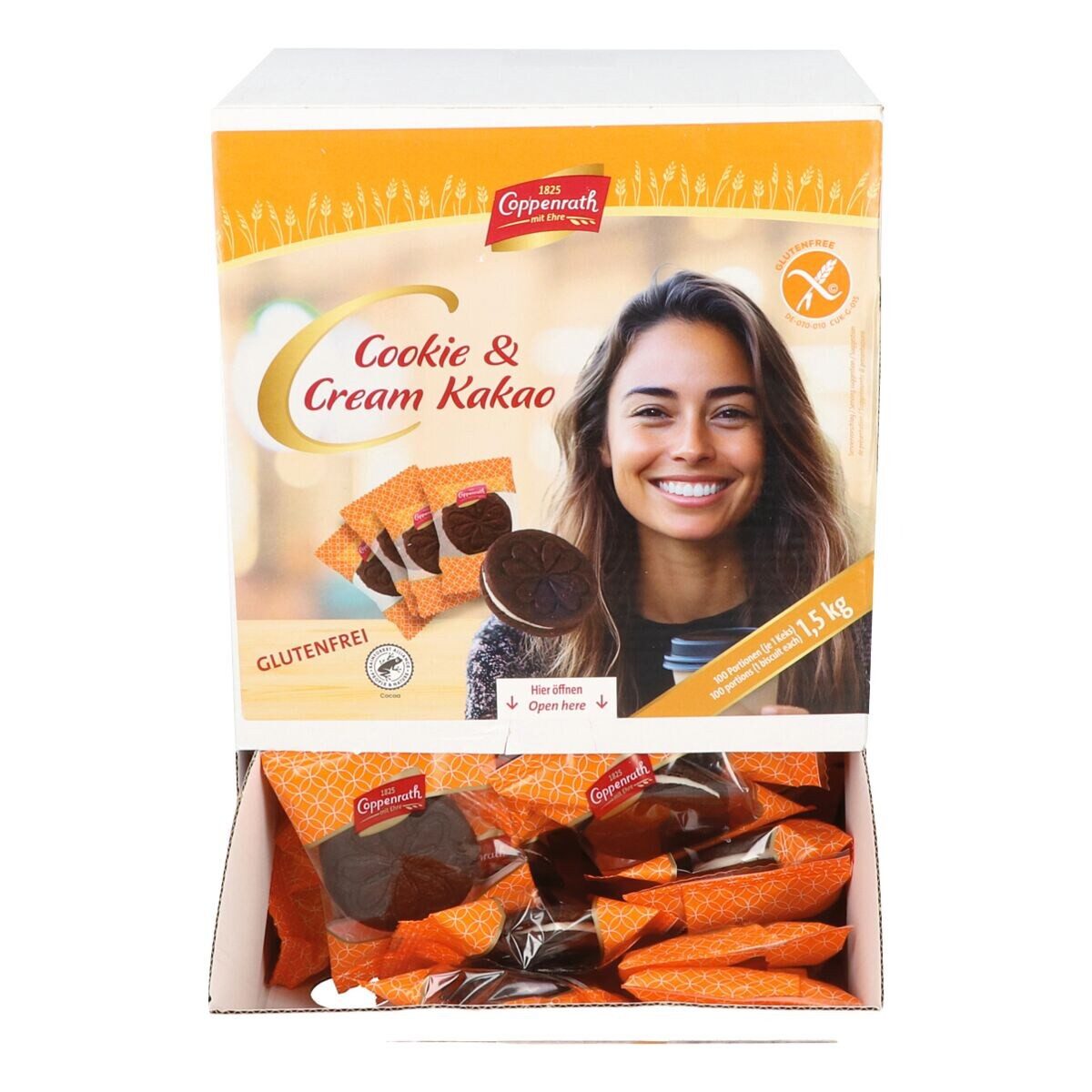 Coppenrath Kekse Cookie & Cream Kakao, glutenfrei, Kakao Doppelkeks 100er Pack