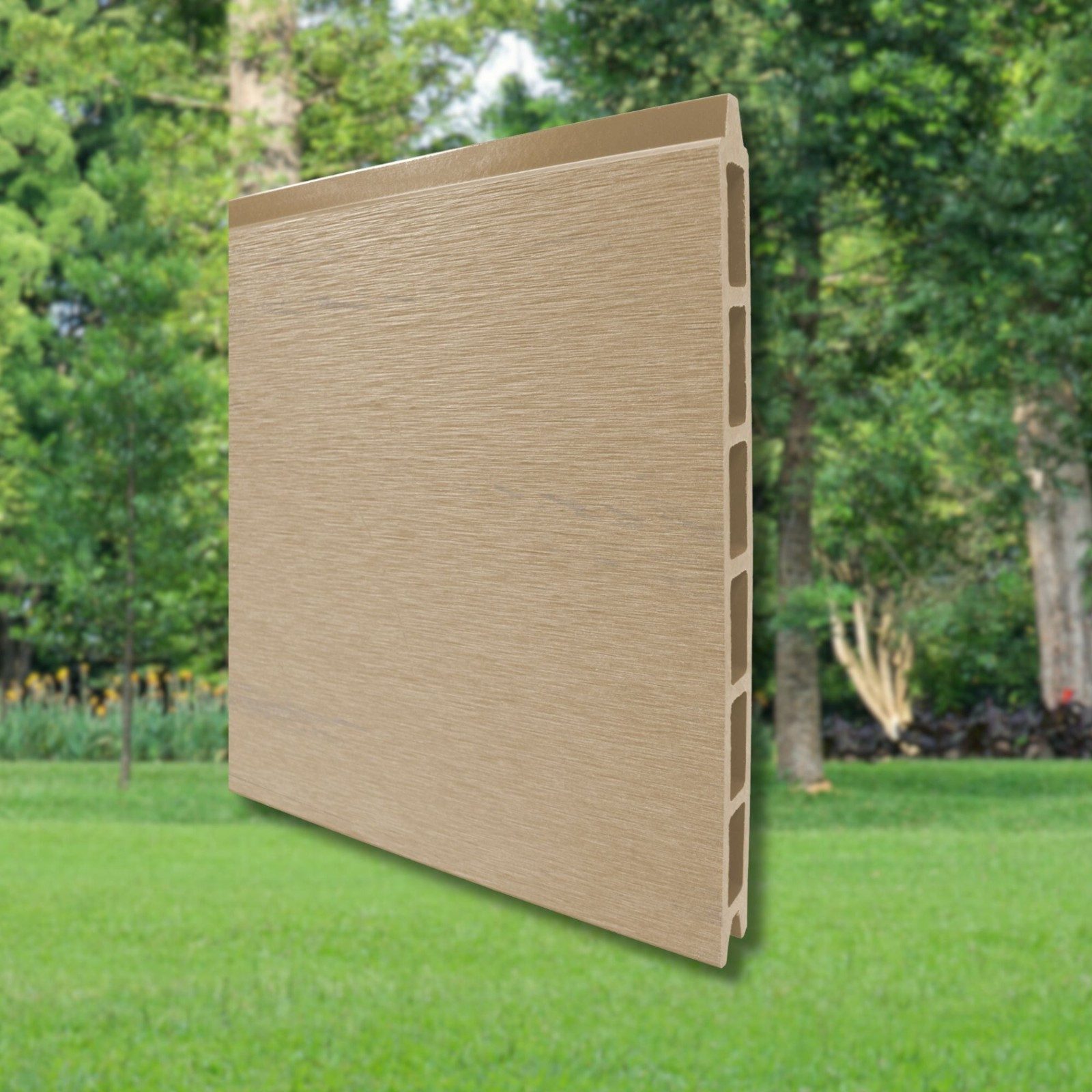 WPC Profi Zaun WPC Sichtschutzzaun MUSTER Handmuster 15 cm Sandbeige Mix, (WPC Zaun, Musterstück 15 cm)