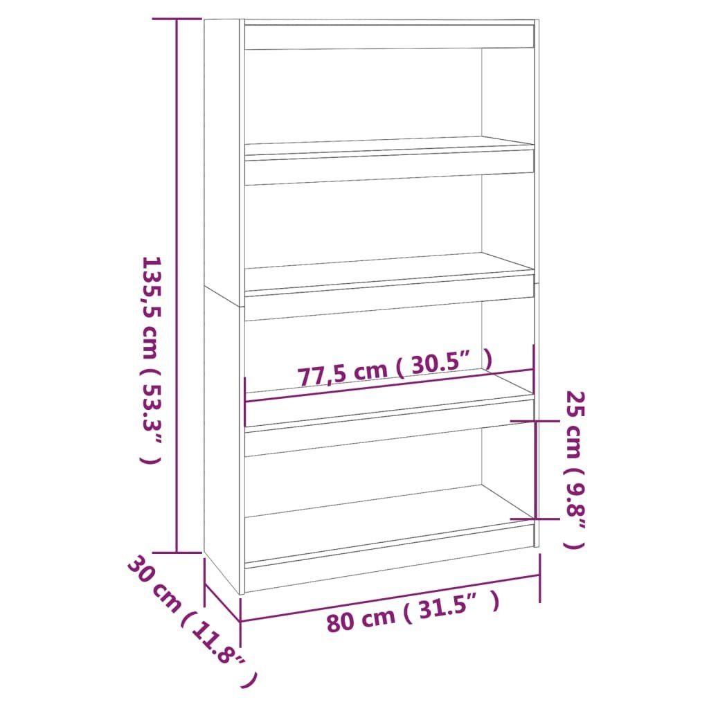 furnicato Bücherregal Raumteiler 80x30x135,5 Kiefer Massivholz cm