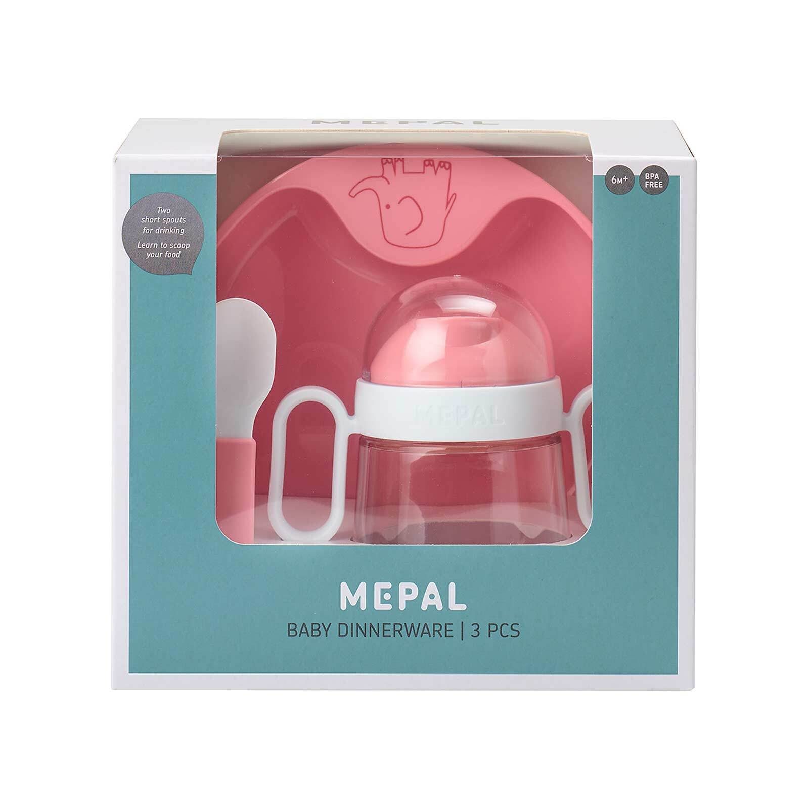 Mepal Kindergeschirr-Set Tritan pink Mio 3er Babygeschirr Set Thermoplastische Polypropylen, Elastomere, deep Silikon, (3-tlg)