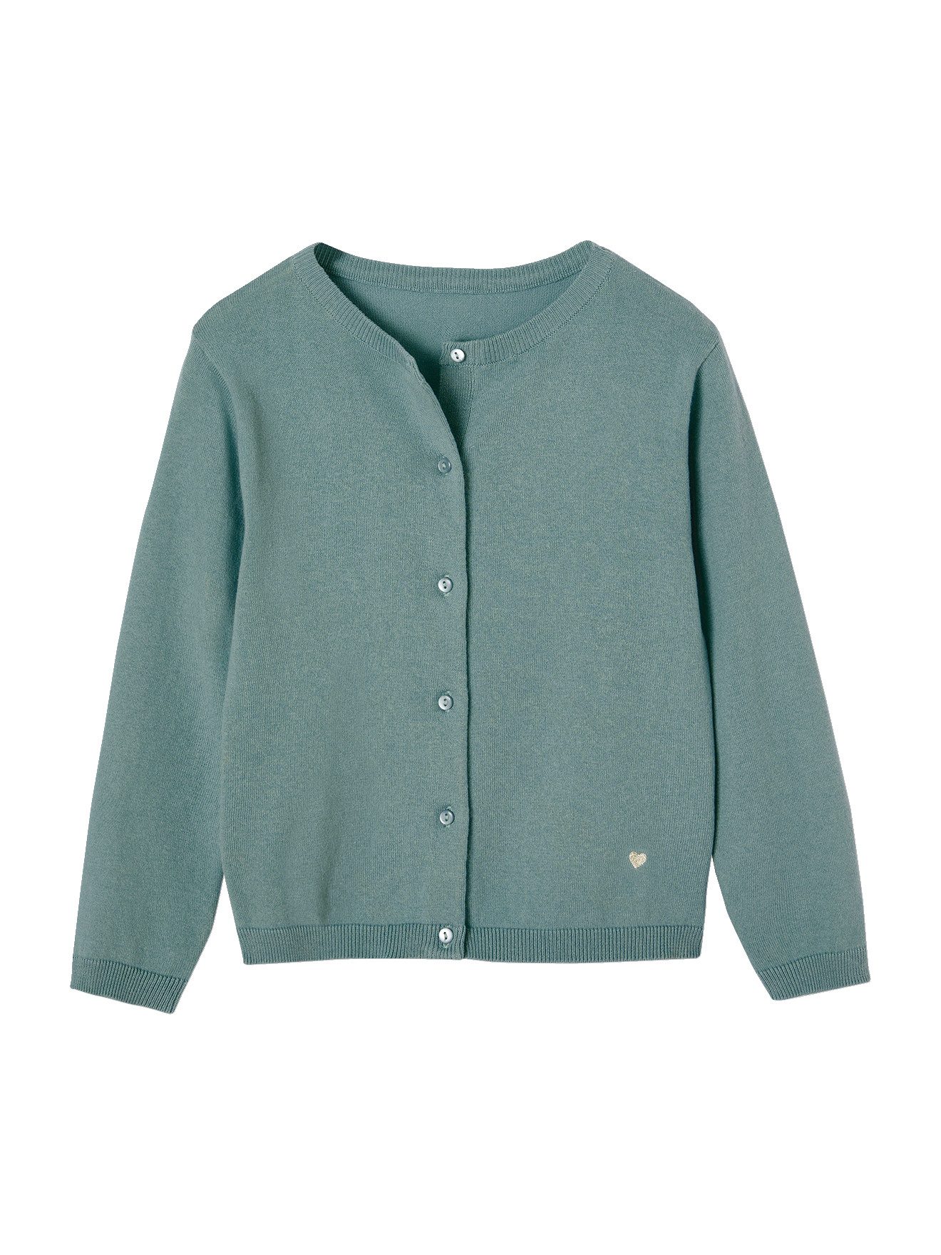 vertbaudet Strickjacke Mädchen Strickjacke BASICS Runder Ausschnitt, Knopfverschluss