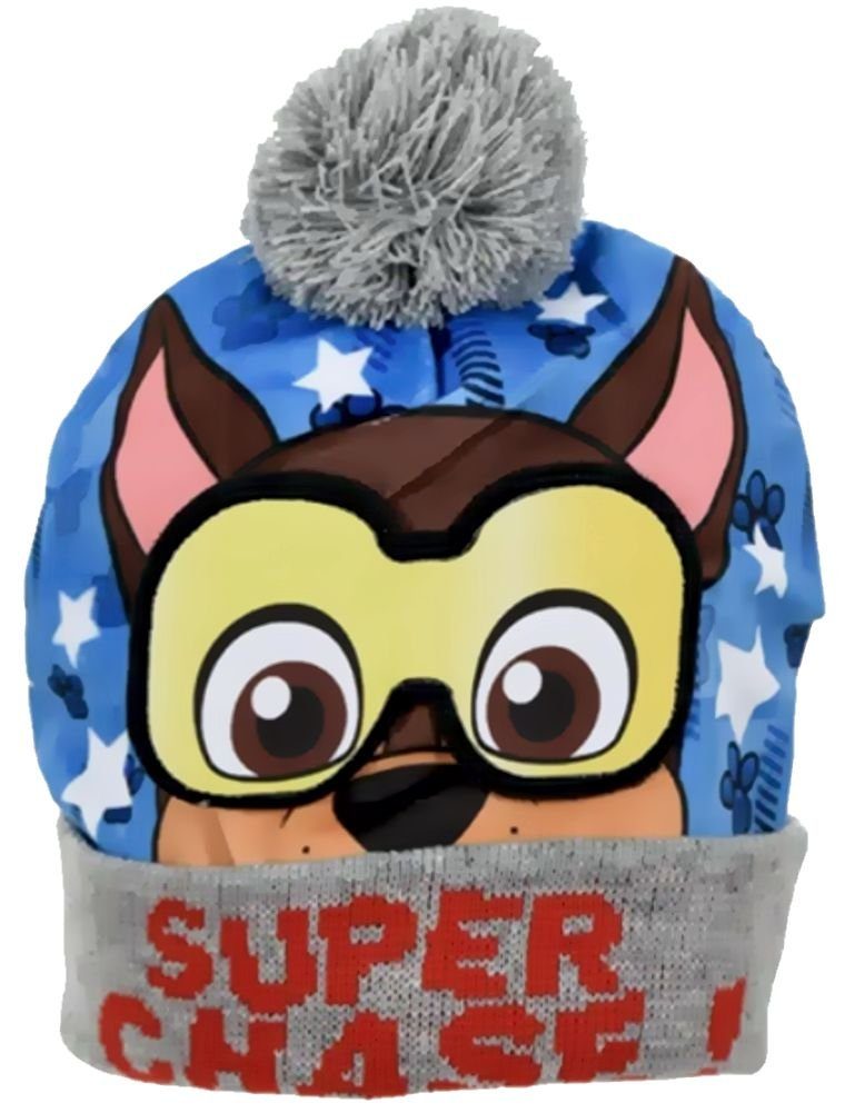 PAW PATROL Bommelmütze PAW PATROL PUDELMÜTZE Jungen und Mädchen Kindermütze Winter Mütze Gr.52 + 54 weich + warm