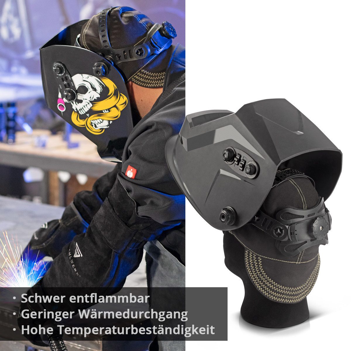 STAHLWERK Schweißhelm Schweißkappe / Schweißermütze / Schweißhelm (Packung, 1-tlg., Einzelartikel), zum Schweißen und Plasmaschneiden