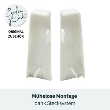 Bodenglück Sockelleisten-Endstücke für Moderne Sockelleiste, 2 Stück, 58mm, Steckverbindung, Einfache & Schnelle Montage, Weiß