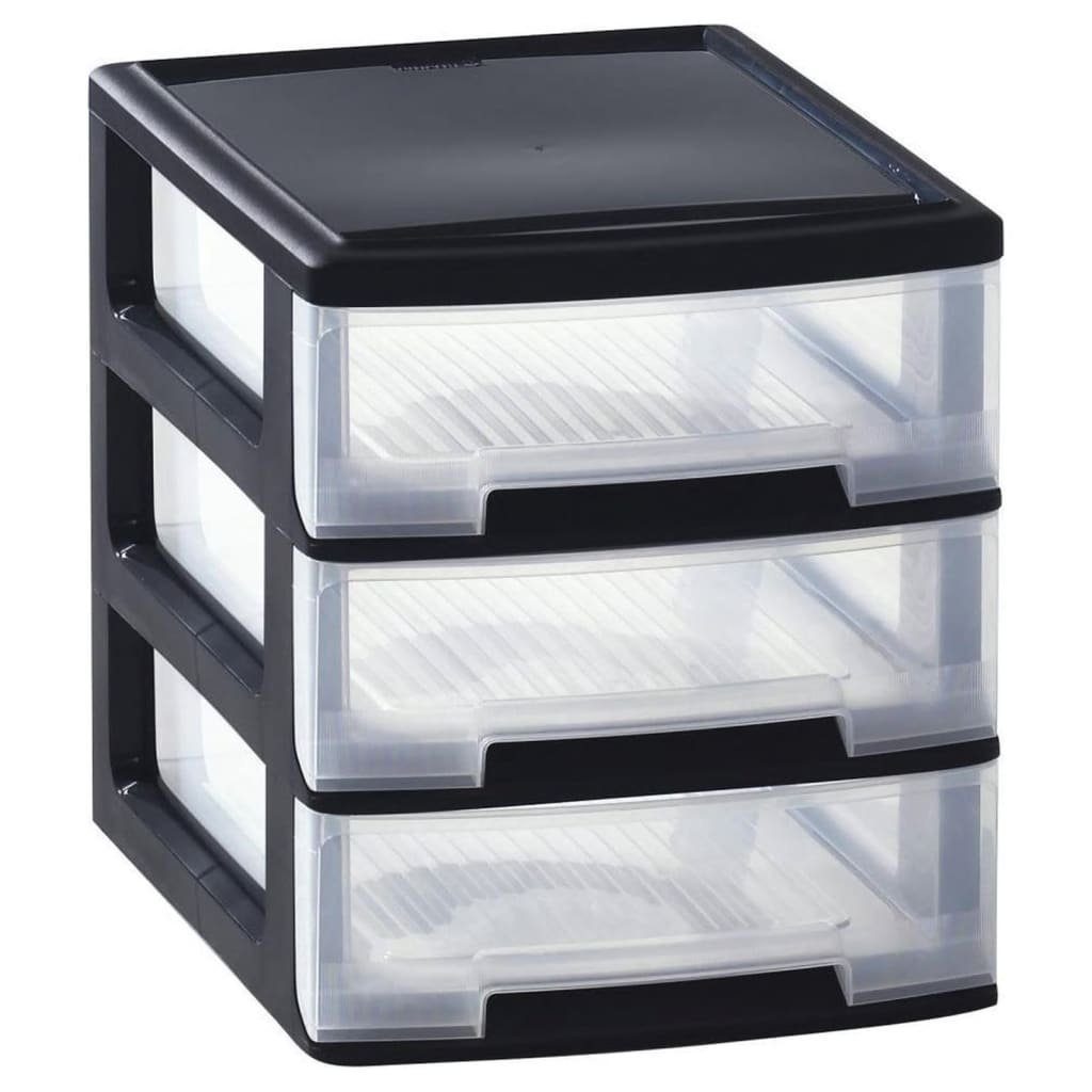 Curver Schubladenbox Schreibtisch-Schubladenbox Babel A4 3x5L Schwarz Transparent