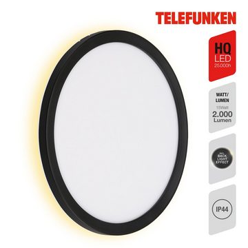 Telefunken LED Außen-Wandleuchte 313405TF, LED fest verbaut, Neutralweiß, Wand Außenleuchte IP44 4000K 15W Backlight Ø28cm