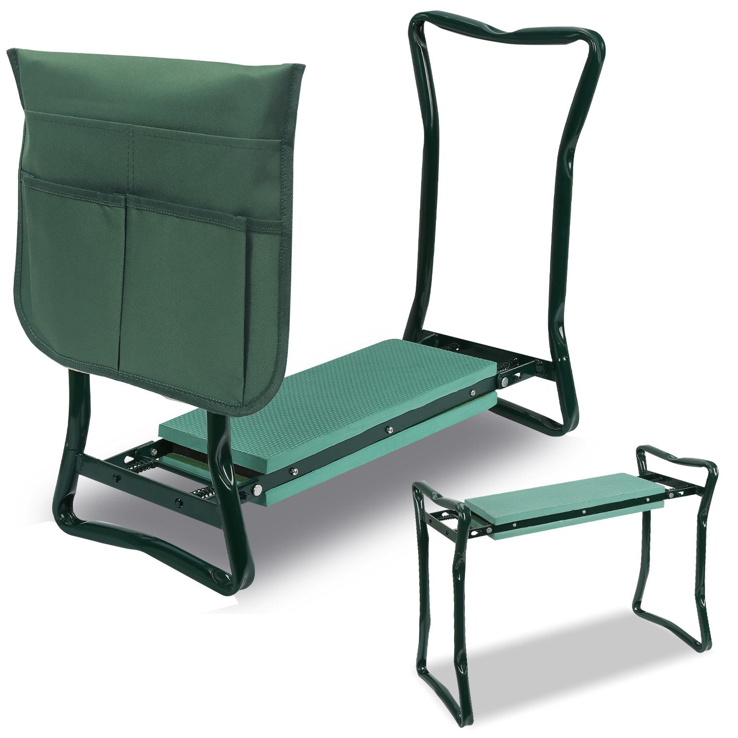 Clanmacy Kniebank 2 in 1 Gartenhocker, mit Eva Schaummatte und 1 Werkzeugtasche, Faltbar