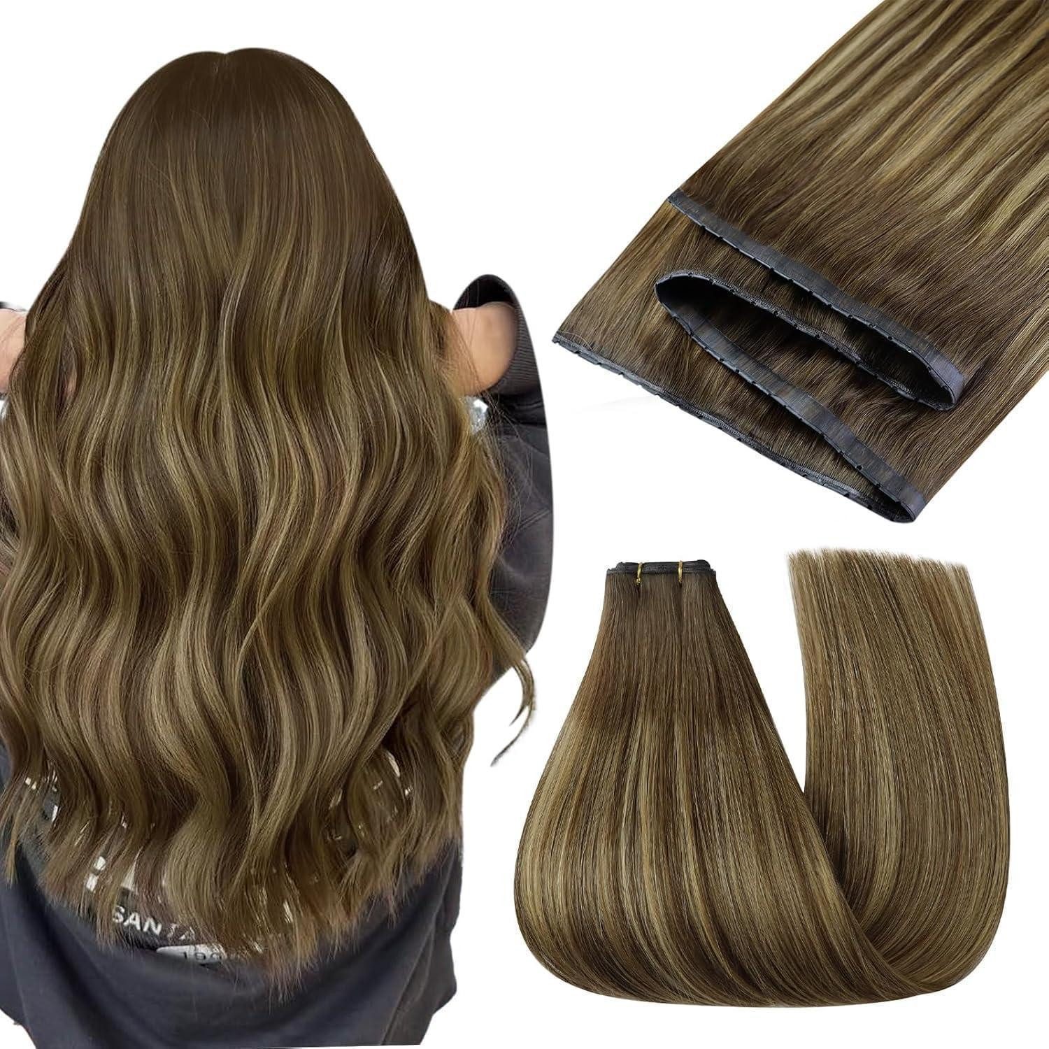 LuxusKollektion Echthaar-Extension Extensions Weft Echthaar Ombre Dunkelbraun 45 cm 2-6 BFHW#4 24 4