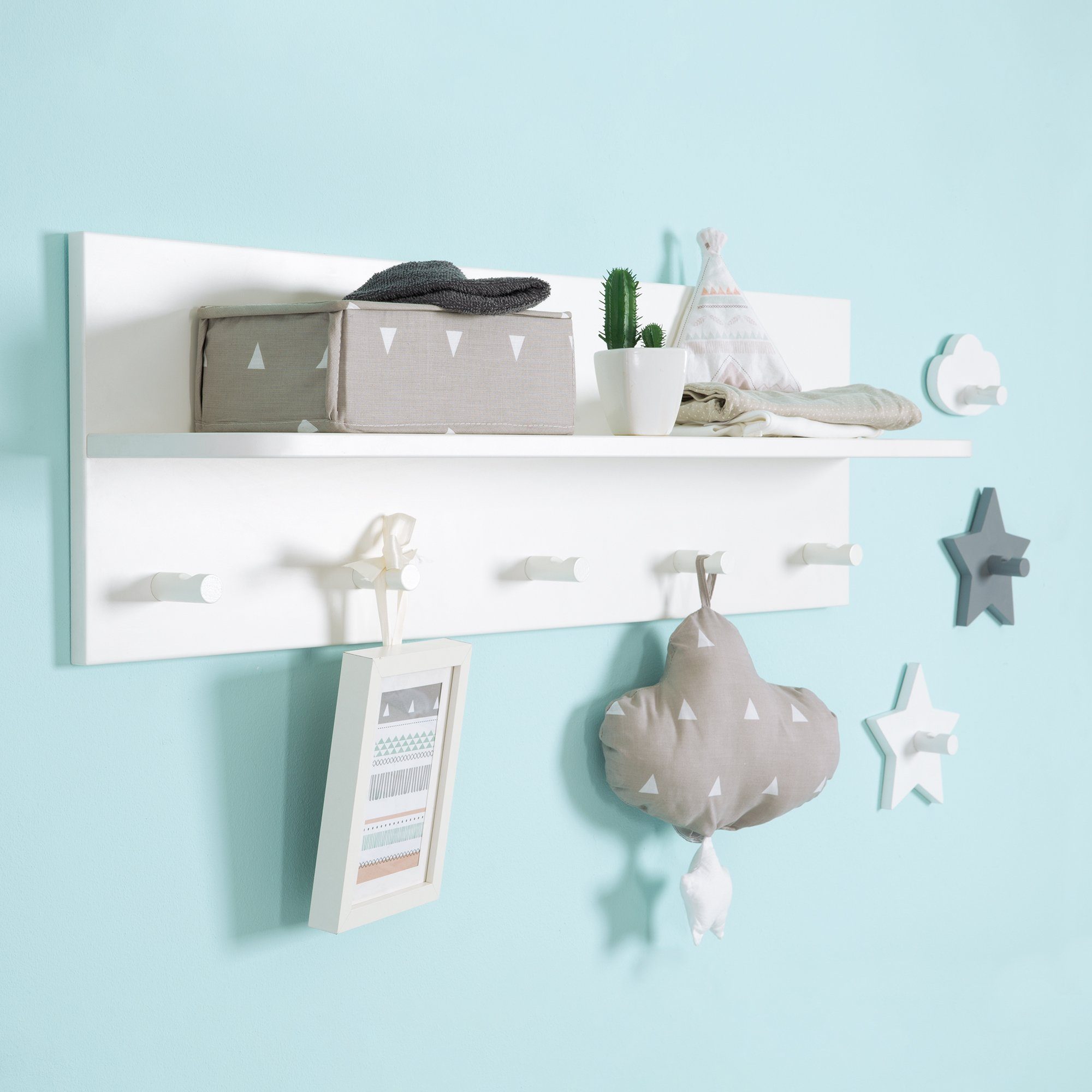 roba® Wandregal Garderobe Dreamworld, mit 5 Garderobenhaken und Ablagefläche