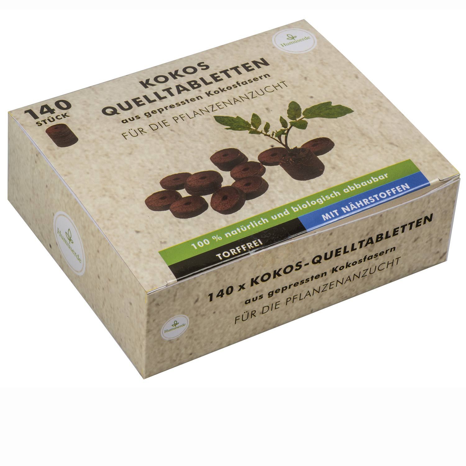 yayago Blumenerde Kokoserde Torffreie Quelltabletten Pflanzenanzucht Anzucht Tabs, mit NPK-Dünger, (140-St)