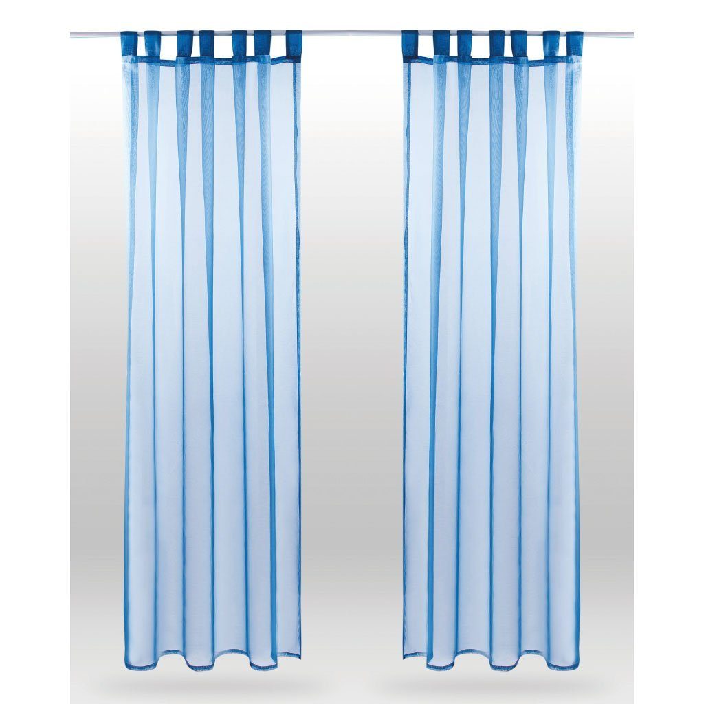 Vorhang, Bestlivings, Schlaufen (2 St), transparent, Voile, Gardinenset "Transparent", 2 Schlaufenschals Blau