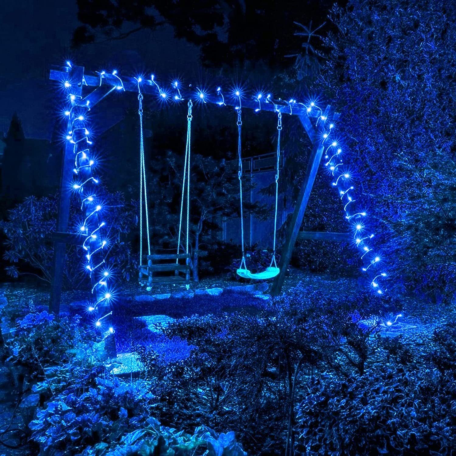 mit Weihnachtslichter LETGOSPT Lichterkette LEDs LED-Lichterkette 200 Modi blau 8
