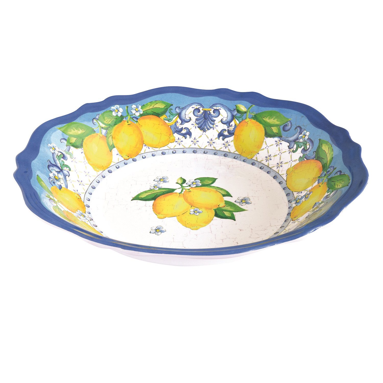 EasyLife Salatschüssel Sorrento, Melamin, Spülmaschinengeeignet, Mehrfarbig, Motiv: Zitronen