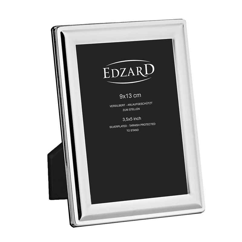 EDZARD Bilderrahmen Terni, versilbert und anlaufgeschützt, für 9x13 cm Foto - Fotorahmen, Rahmen für Foto zum Hinstellen und Aufhängen