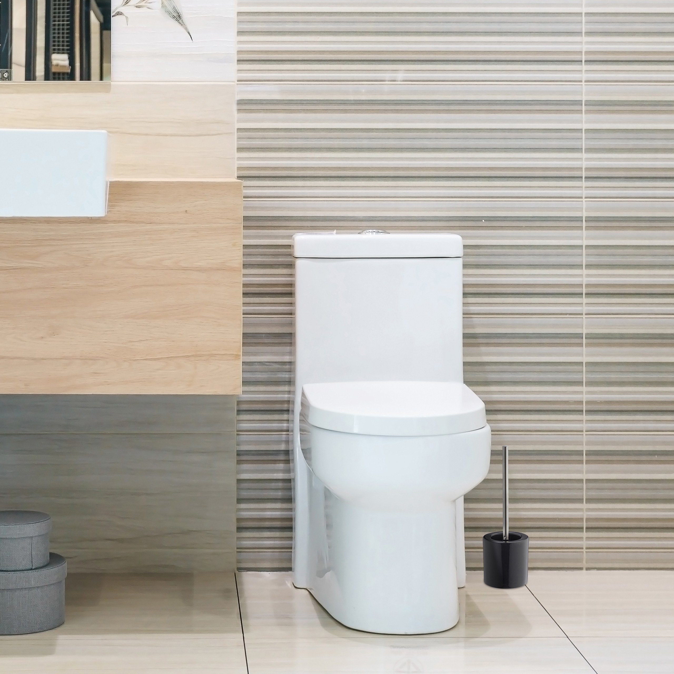 relaxdays Badezimmer-Set WC Garnitur Keramik, Grau günstig online kaufen