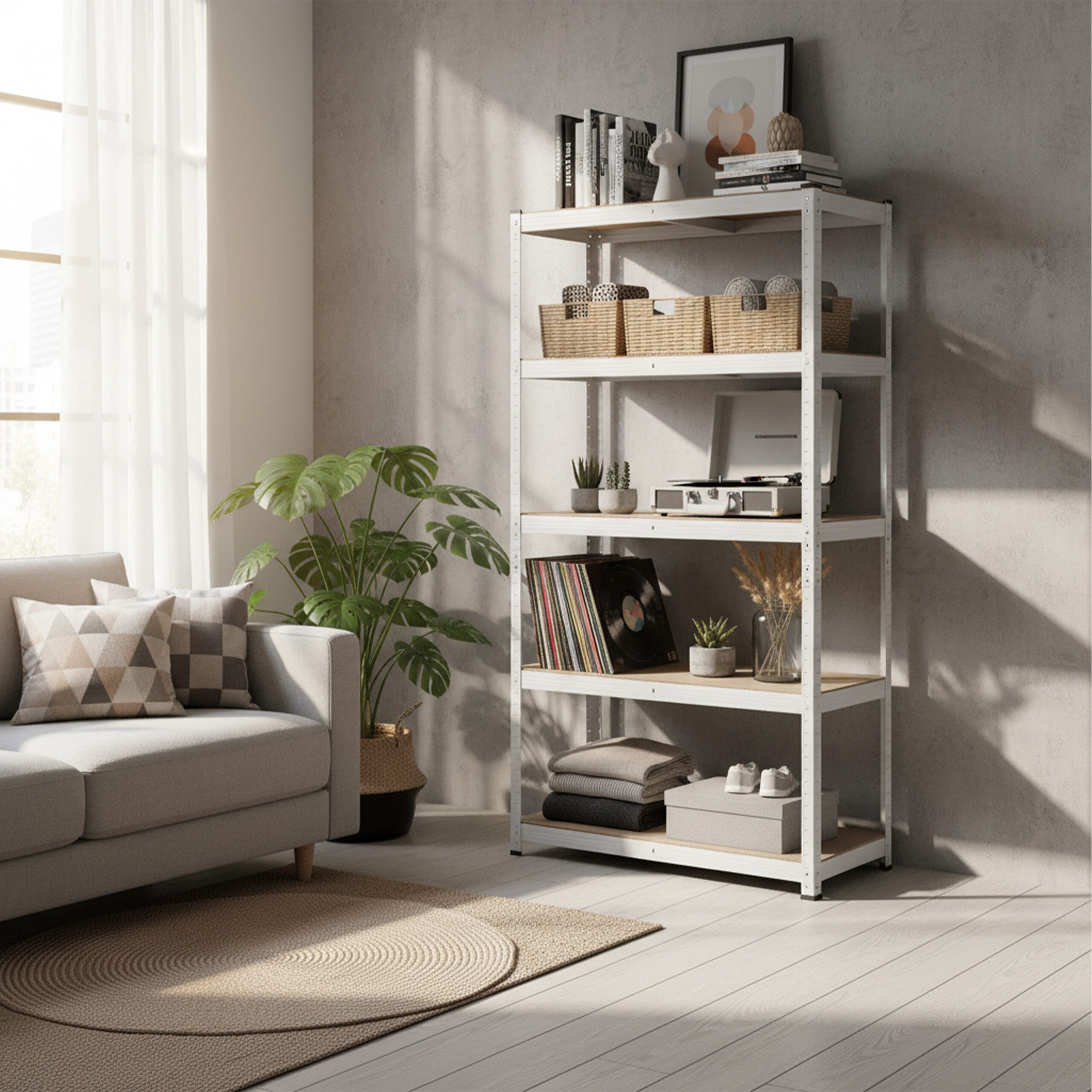 relaxdays Schwerlastregal Stahl 5 Ebenen, 1-tlg., 30 x 60 x 180 cm – Bild 3 von 5