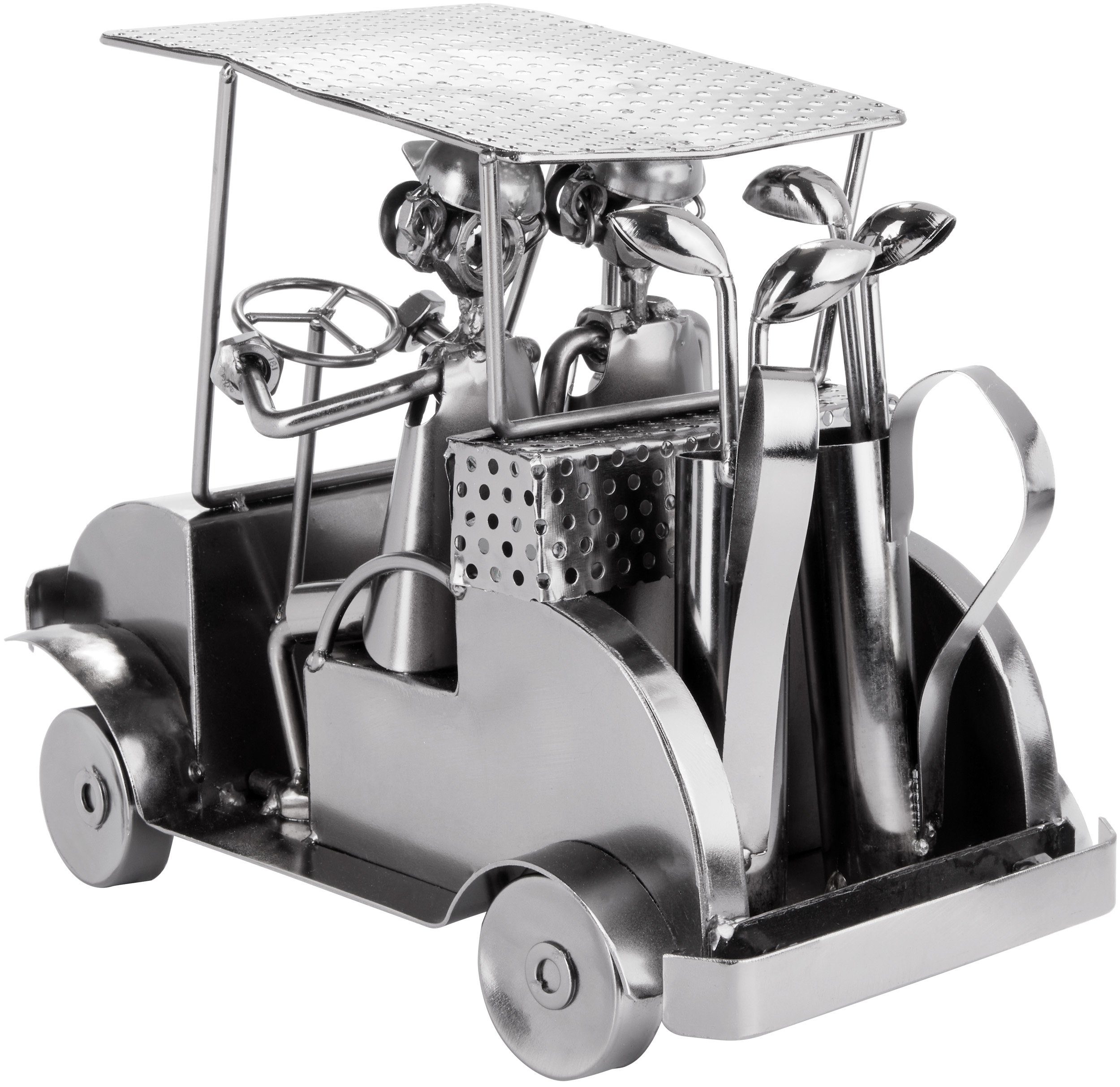 BRUBAKER Dekofigur Metallskulptur Schraubenmännchen Golfcart (1 St), kunstvolle Geschenkfigur für Golfspieler und Golf Fans, Metallfigur – Bild 3 von 5