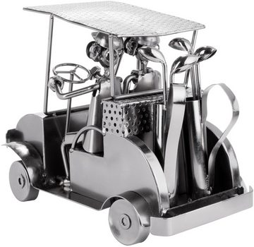 BRUBAKER Dekofigur Metallskulptur Schraubenmännchen Golfcart (1 St), kunstvolle Geschenkfigur für Golfspieler und Golf Fans, Metallfigur