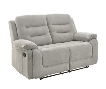 luma-home 2-Sitzer 15502, Sofa mit halbautomatischer Relaxfunktion 162 cm breit, Federkern, Wellenunterfederung, Bezug Chenille, Grau