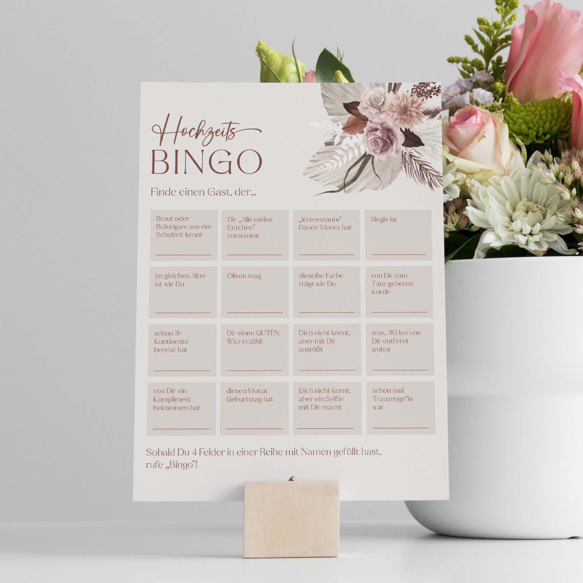 Hochzeitsbingo Blätter Gäste Hochzeitskarte als CreativeRobin I & Hochzeitsspiel für Brautpaar 50