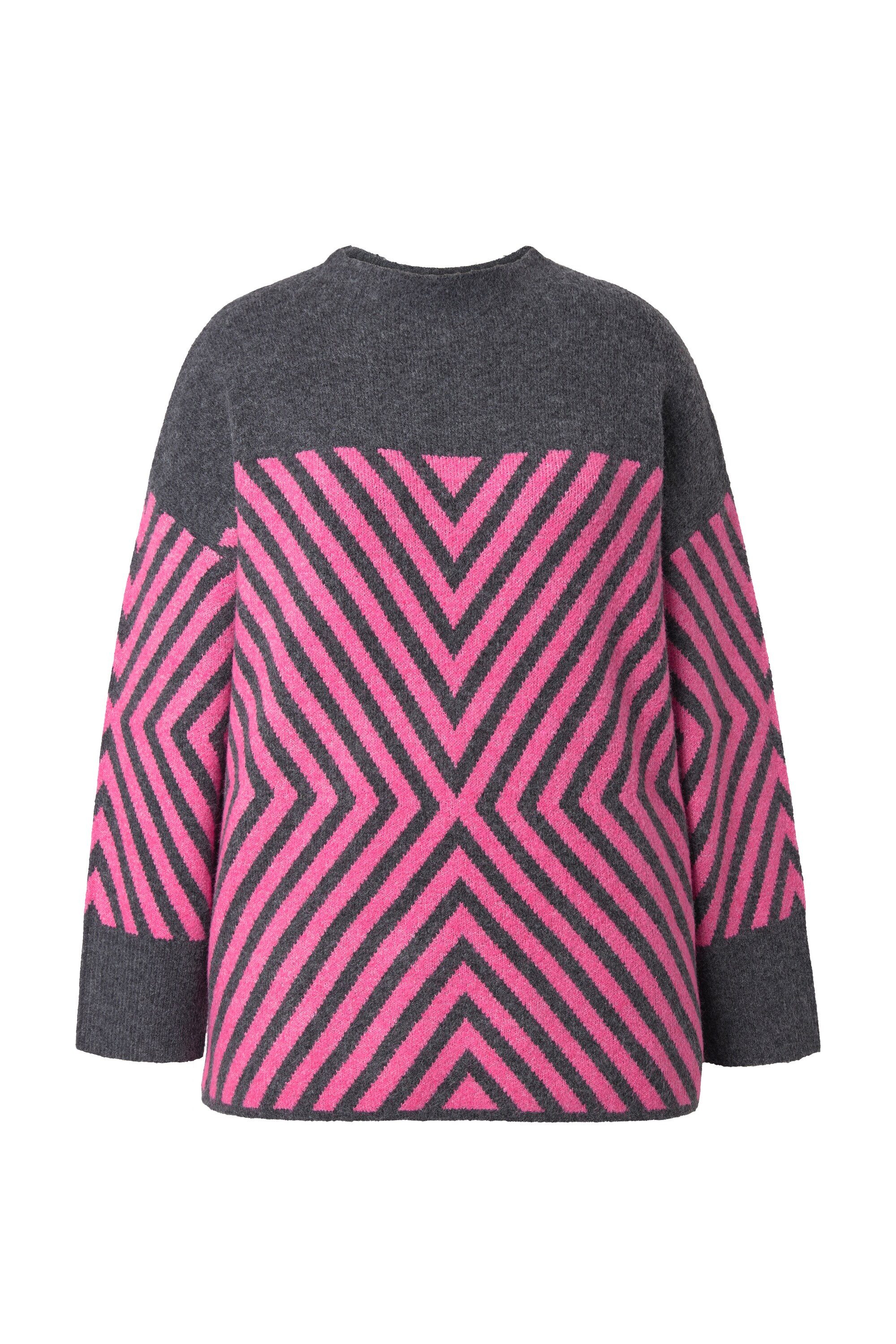 Ulla Popken Strickpullover Pullover grafisches Muster günstig online kaufen
