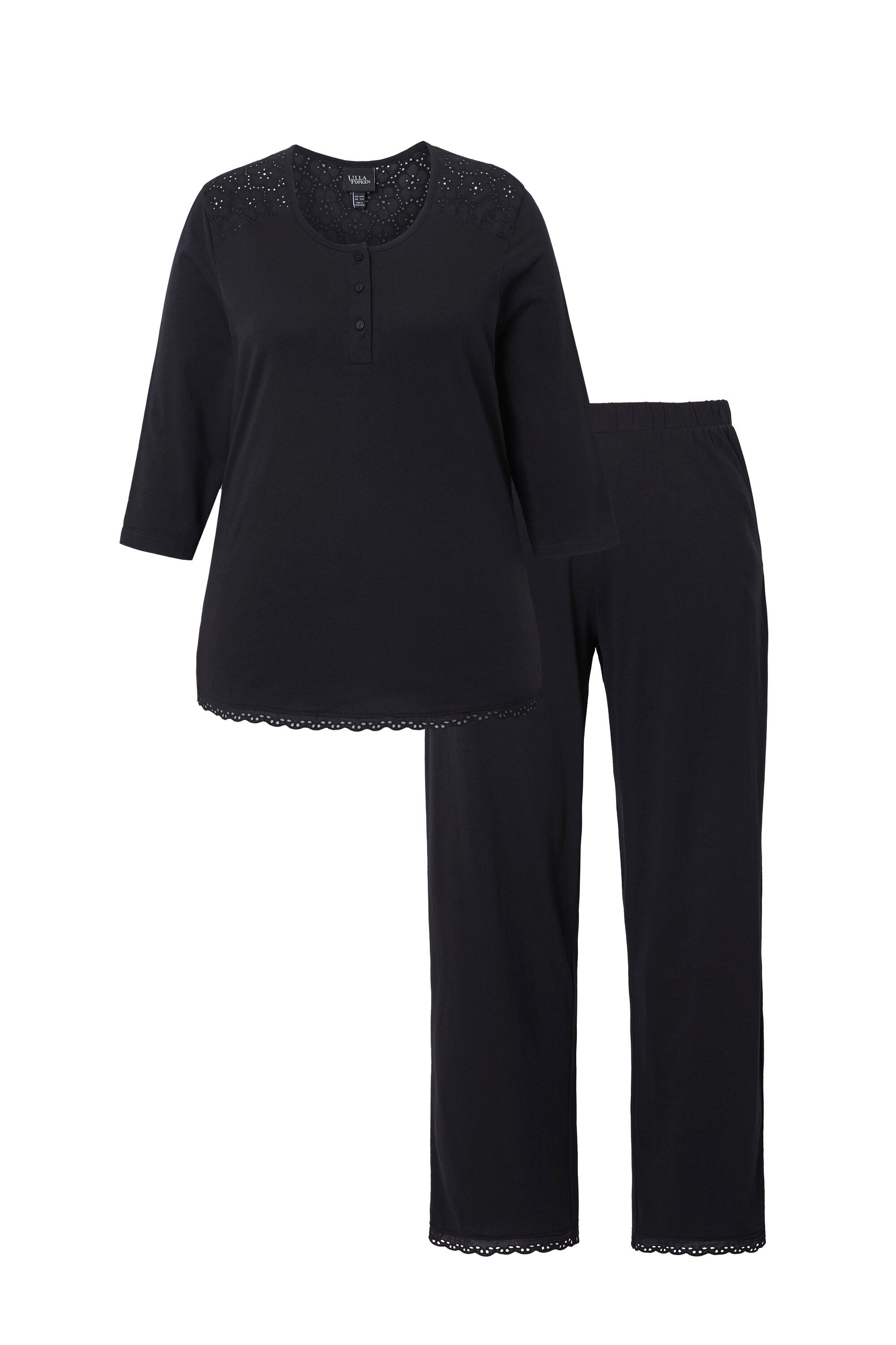 Ulla Popken Pyjama Pyjama Zweiteiler Lochstickerei günstig online kaufen